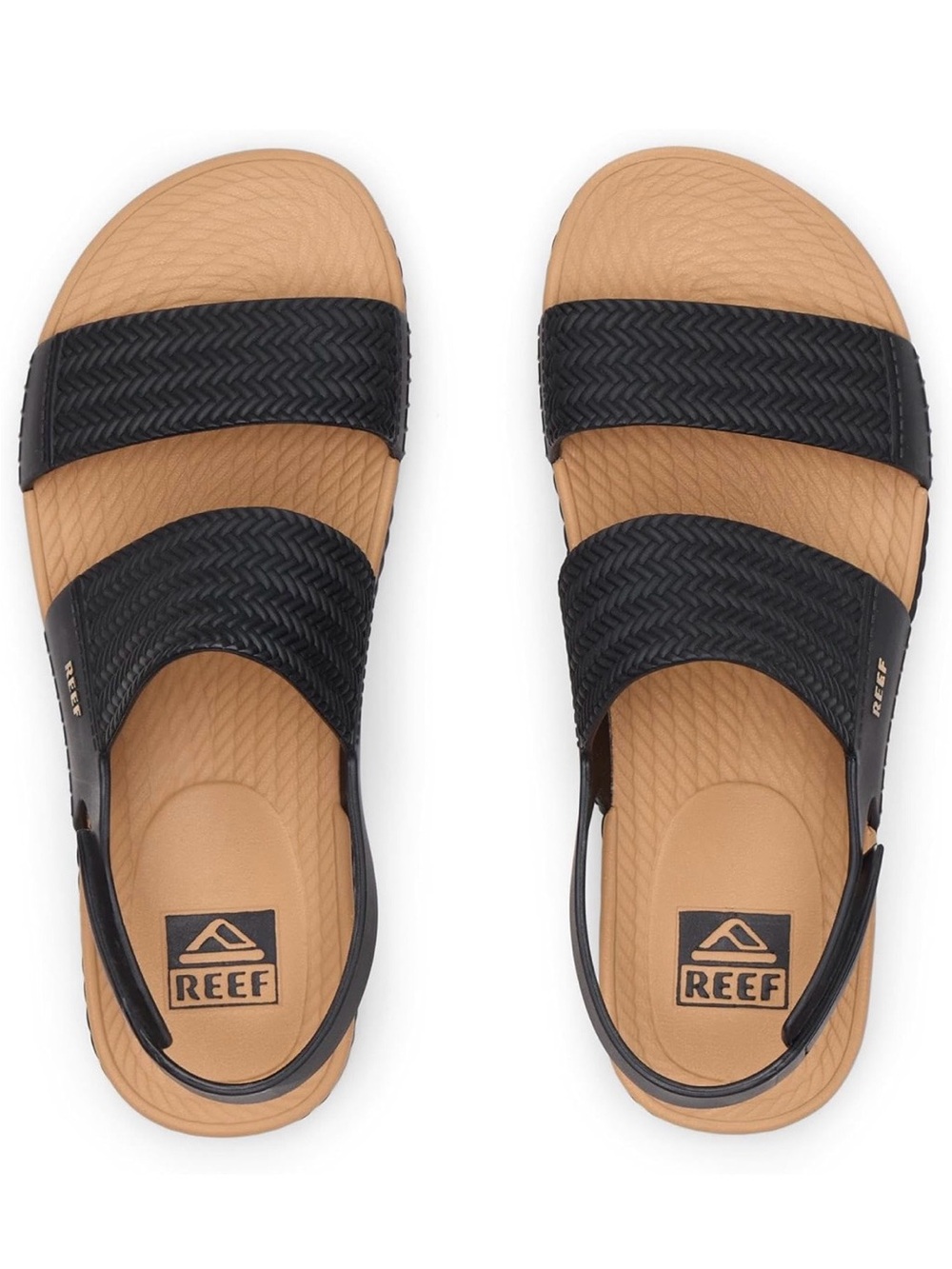 Reef Women's Black Strappy Sandals with Tan Footbed